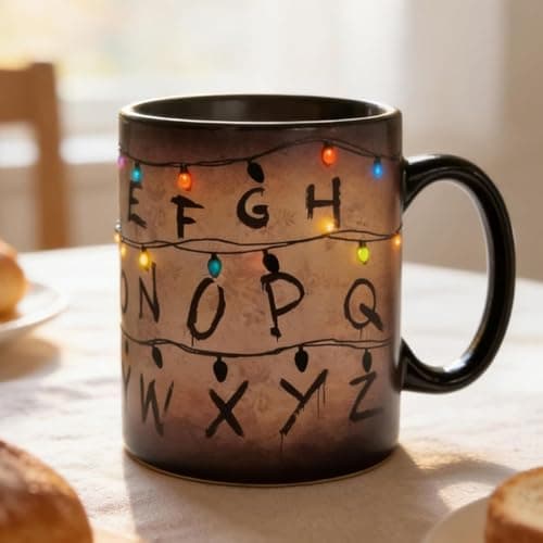 Image of WHFSPFF Stranger Xmas Lights Thermochromic Mug, Color Changing Ceramic Coffee Cup 11oz, Temperature Heat Sensitive S Things Mugs, New Year's or Anniversary Birthday Gifts for Lovers