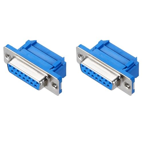 Image of sourcing map D-sub Connector DB15 IDC Crimp Connector Female Socket 15-pin 2-Row Female Serial Port Terminal Breakout for Mechanical Equipment CNC Computers Pack of 2