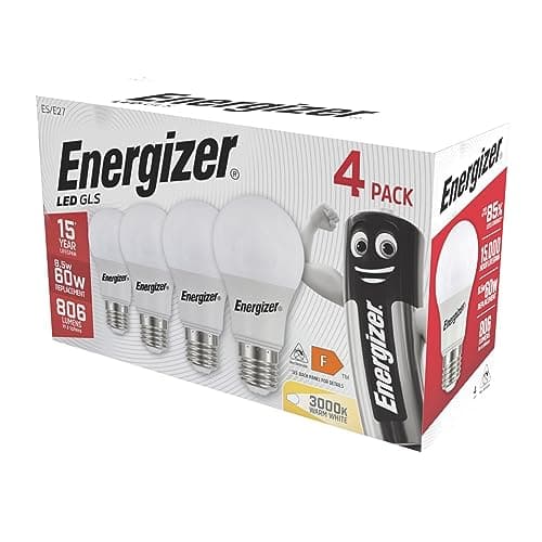 Image of Energizer GLS Replacement LED Bulb 4 Pack (Warm White E27, 60W), (ENGS14057)