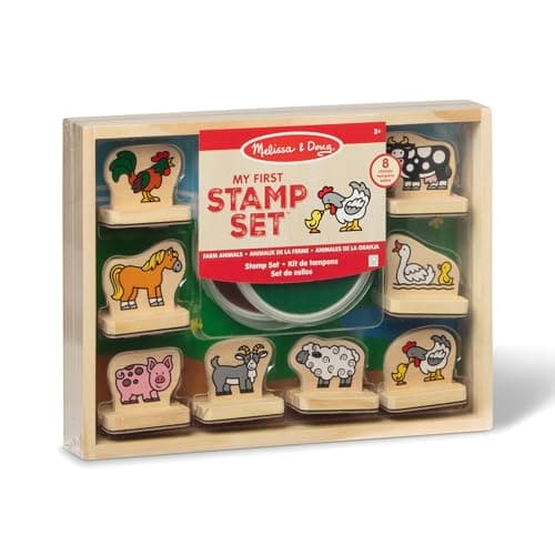 Image of Melissa & Doug My First Wooden Stamp Set - Animals | Arts & Crafts | Stamp Sets & Stencils | 3+ | Gift for Boy or Girl