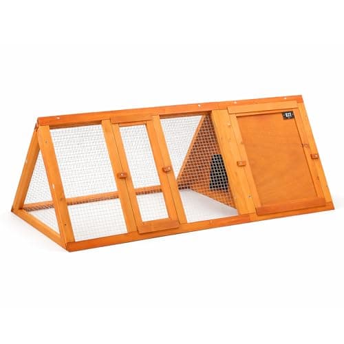 Image of KCT Wooden Triangle Run Outdoor Garden Playpen Pet Cage for Rabbit, Guinea Pig