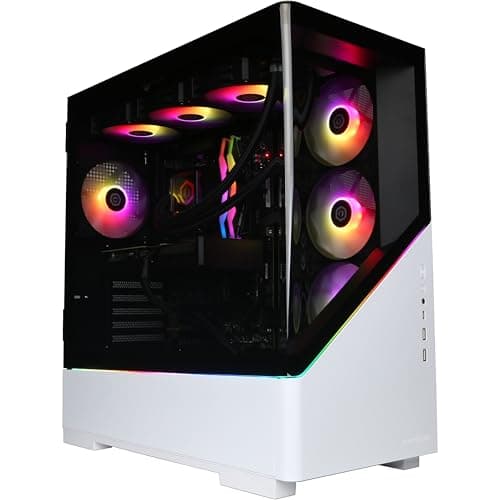 Image of CyberPowerPC Luxe Gaming PC - Intel Core Ultra 7 265KF, Nvidia RTX 5060, 32GB RAM, 2TB NVMe SSD, 650W PSU, Windows 11, Liquid Cooling, Amethyst Curve White