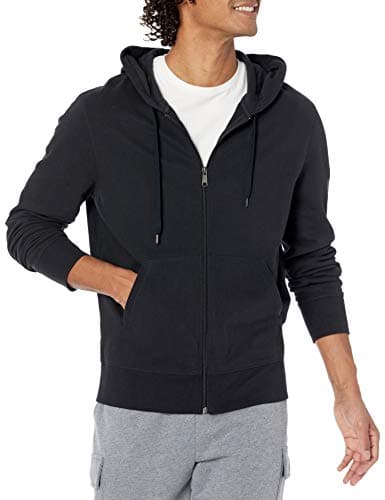 Image of Amazon Essentials Men's Lightweight French Terry Full-Zip Hoodie with Comfortable Fit, Black, XXL