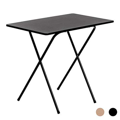 Image of Harbour Housewares 80cm Wooden Folding Computer Desk - Black Frame, Black Top - Laptop Notebook Table PC for Writing Study Office Bedroom & Gaming