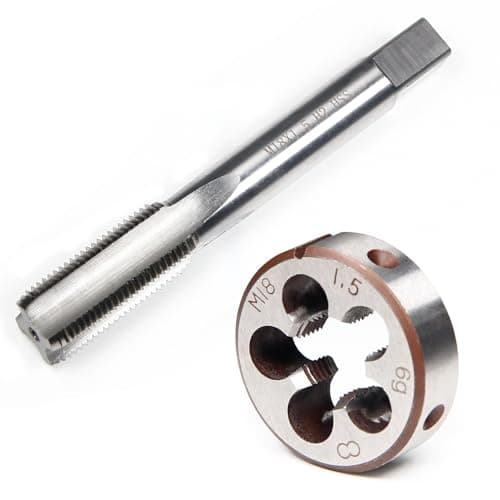 Image of YUEARN M18 X 1.5mm Metric Tap and Die Set HSS Straight Fluted Machine Thread Tap Right Hand Screw Tap and Round Thread Die