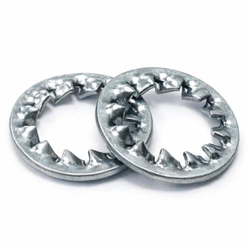 Image of M10 (10mm) (Pack of 50) Zinc Plated Steel Serrated Lock Washers Internal Teeth DIN6798J Anti-Vibration Star Lock Spring Washers - C05E/2