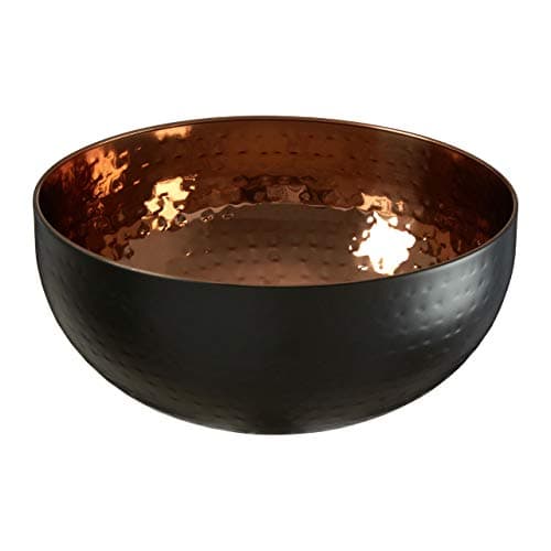Image of Premier Housewares Mixology Hammered Bowl Ornament, Stainless Steel, Copper/Black - Large