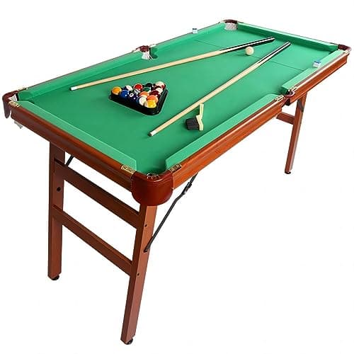 Image of HLC 5FT Folding Kids Pool Snooker Billiards Table Games Table With Balls Gifts For Kids Adult Green 140 * 74.3 * 80.3CM