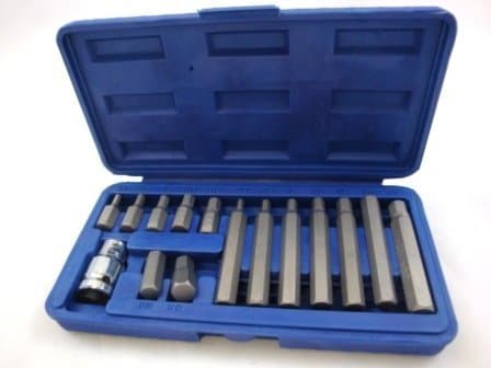 Image of Toolzone HX036 1/2-Inch Dr Hex Bits with Socket in Case-Black (15-Piece) Set