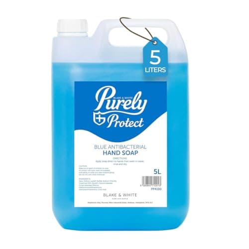 Image of Blake & White Antibacterial Hand Soap 5L - Purely Protect Blue Handwash Liquid Soap for Home, Office, Kitchens and Washrooms - Lightly Scented Hand Wash to Kill 99.9 percent of Germs and Bacteria