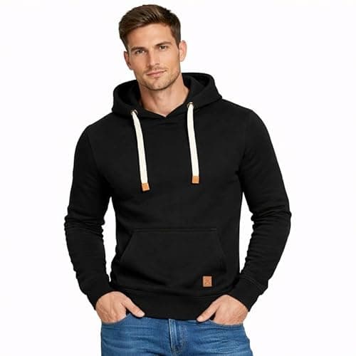 Image of Blu Apparel Mens OH Overhead Pullover Fleece Hoodie OH Hoody Hooded Sweatshirt Grey Black (M, Black)