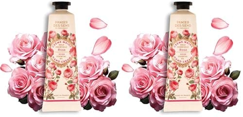 Image of Panier des Sens - Hand Cream Rose for Dry Skin 30ml - Pink Mini Hand Cream, Moisturizing - Shea Butter & Olive Oil - Hand Care Made in France - 97% Natural Ingredients (Pack of 2)