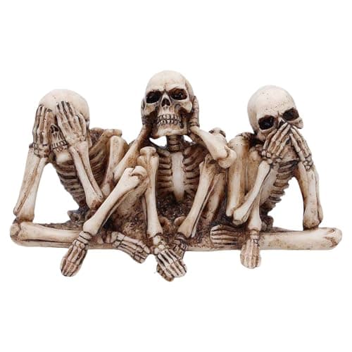 Image of Nemesis Now Three Wise Corpse Figurines 7.3cm – Gothic Skeleton Home Decor, See Hear Speak No Evil, Hand Painted Resin Statue, Gifts For Collectors