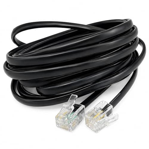 Image of DRUT 3m RJ11 to RJ11 Telephone Landline Cable ADSL 6P4C Flat Lead High Speed BT Internet Broadband Male to Male Router Modem Phone Extension Wire 10ft Black