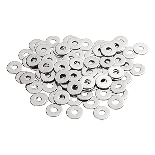 Image of M5 Washers, M5 x 15mm Penny Washers, MeHurr (Pack of 100) A2 304 Stainless Steel Washer, Flat Repair Washer, Large Metal Plain Round Chrome for Screws & Bolts