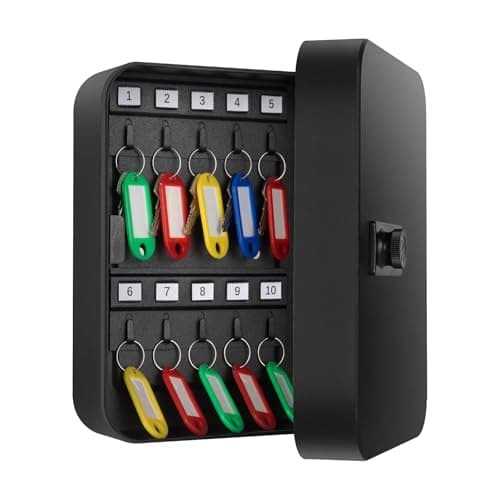 Image of Crinwaki Key Box Wall Mounted, Key Cabinet with Combination Lock for 20 Keys, Key Lock Box with Colorful Key Tags & Indexing Numbers & Mounting Harware