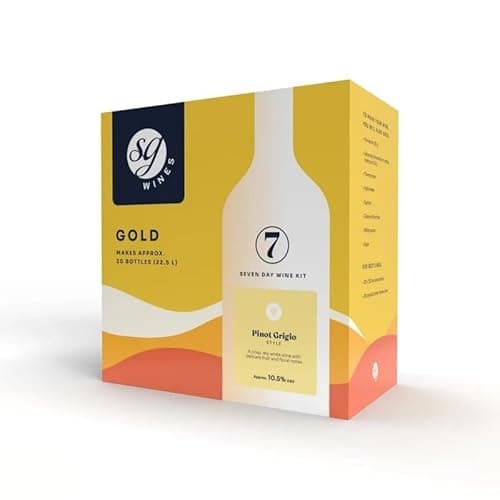 Image of DIAH DO IT AT HOME SG Gold Pinot Grigio 7-Day Wine Kit with Airlock - Makes 30 Bottles (22.5L) of Crisp Dry White Wine with Floral Notes - Approx 10.5% ABV - Premium DIY Homebrew Set