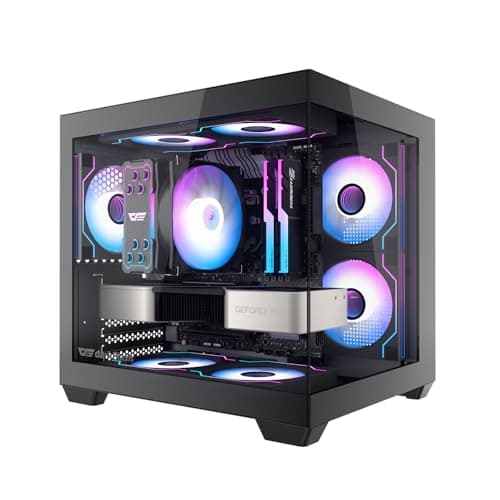 Image of darkFlash ITX PC Case, Pre-Install 3 PWM ARGB Fans Computer Case, Full View Dual Tempered Glass ITX Case, Mini Size, Supports 240mm AIO(C275P) (Black)