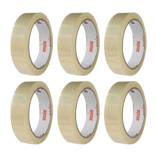 Image of ANSIO Cellotape Clear Packing Tape 24mm x 50m - Pack of 6 Parcel Tape for Easy, Secure Packaging