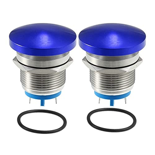 Image of X AUTOHAUX Momentary Push Button Switch for Car 19mm 3A 250V Blue (Set of 2)