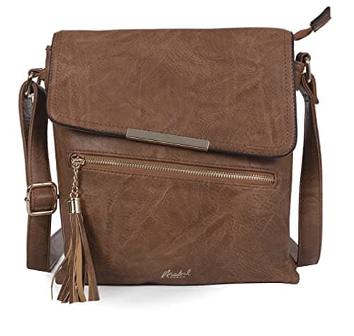Image of Mabel Women’s Cross Body Handbags – Trendy Messenger Long Shoulder Strap Bags – With a Protective Storage Bag (Design 6 - Medium Tan)