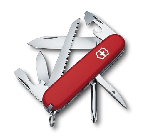 Image of Victorinox Hiker Swiss Army Knife, Medium, Multi Tool, 13 Functions, Blade, Wood Saw, Red