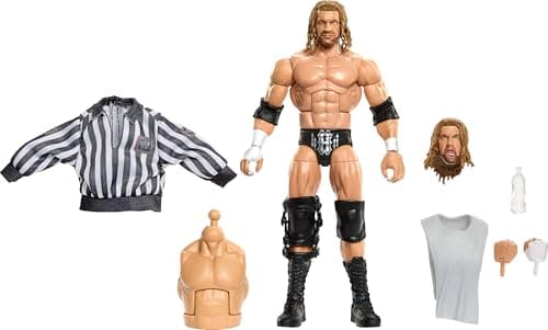 Image of Mattel WWE Elite Collection Action Figure & Accessories, Premium Live Event Triple H Set, SummerSlam Series with Jesse “The Body” Ventura Build-A-Figure Parts, JHX80