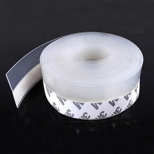 Image of Silicone Seal Door Strip Bottom - 8M/26ft (W: 45MM) Silicone Sealing Sticker Self Adhesive Weather Stripping for Gaps of House, Glass Shower, Window and Door, Weatherproof Soundproof Insect Proof