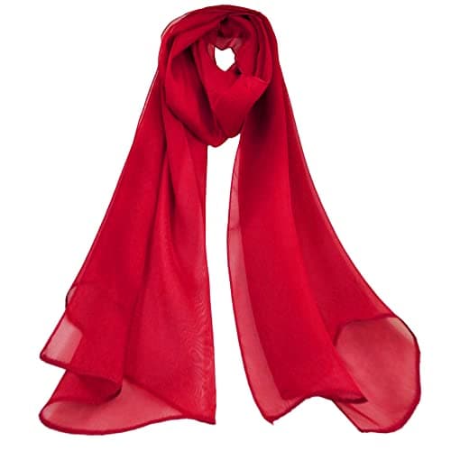 Image of Mirror Fashion Plain Chiffon Scarf Lovely Colours (Red)