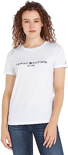 Image of Tommy Hilfiger Women’s Short Sleeve Round Neck Heritage T-Shirt, White (White), XXL