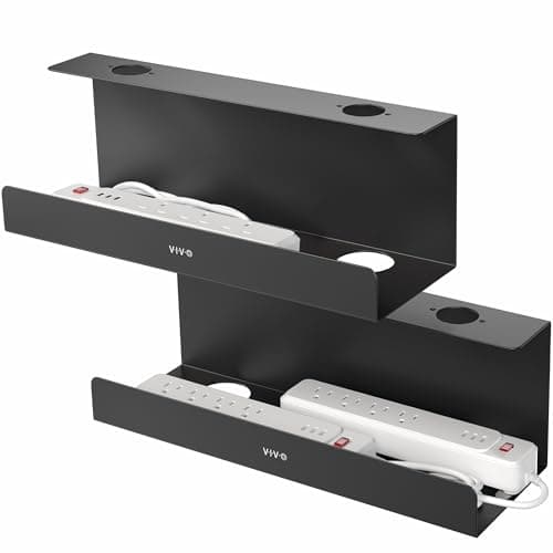 Image of VIVO Under Desk 43cm Extra Deep Cable Management Trays, Power Strip Holders, Cord Organizers, Wire Tamers for Office and Home, Black, 2 Pack, DESK-AC16-2C