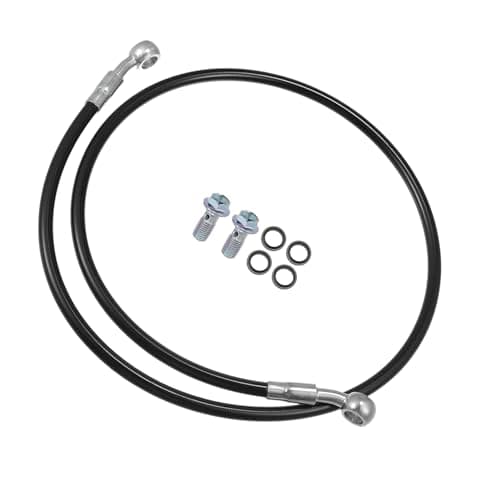 Image of VekAuto 1 Kit Motorcycle Brake Hose Line, 90cm Braided Brake Lines Universal for Motor Bike Silicone Aluminum Black Silver Tone