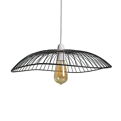 Image of MiniSun | Large Dispersed Wavy Umbrella Design Black Wire Ceiling Light Shade | Pendant Lights, Home Décor & Improvement Essential | Includes 4W LED Bulb [2700K Warm White] | 45cm Shade Width