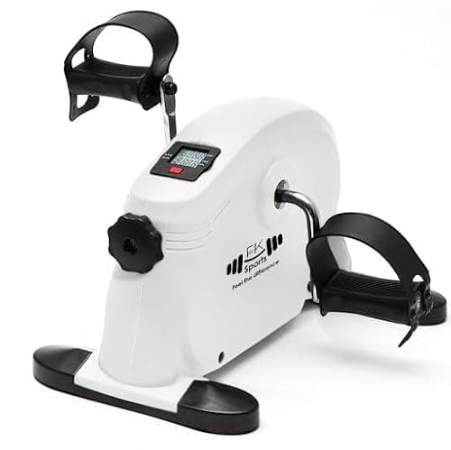 Image of FK Sports Pedal Exerciser, Mini Exercise Bike with Digital Display, Pedal Sit Down Under Desk Bike for Leg Arm Foot, Small Cycle Equipment for Home (White)