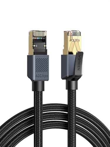 Image of UGREEN Ethernet Cable 3M, Cat 8 High-Speed LAN Cable 40Gbps 2000MHz RJ45 Network Cable, F/FTP POE Braided Gigabit Internet Cable Compatible with WiFi Extender/Switch/PS5/Xbox/Router