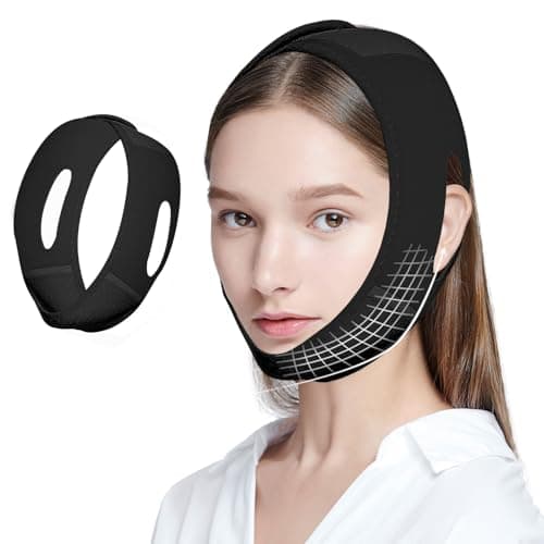 Image of Chin Strap for Double Chin Reducer V Line Face Slimming Strap Face Lifting Chin Mask Adjustable Chin Strap for Sleeping Jawline Sculpting Skin Tightening(Black)