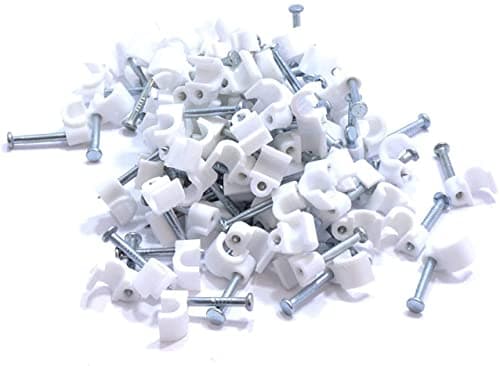 Image of Merriway BH03748 (100 Pcs) Round Cable Clip, White 5 mm - Pack of 100 Pieces