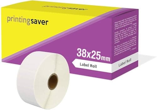 Image of Compatible Roll 38mm x 25mm White Direct Thermal Labels for Zebra GK420d GK420t GC420d GX420d GX420t GC420t GX430t GT800 ZD420 LP2844 TLP 2844 Citizen CL-S521 CL-S621 CL-S631 (2000 Labels per Roll)