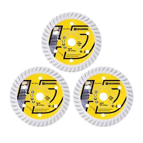 Image of HIGHDRIL 3PCS 75mm/3" Diamond Cutting Disc Dry/Wet Angle Grinder Wheel Disc for Cutting Granite,Hard concrete,Hard Artificial,Natural Stones, Clinker