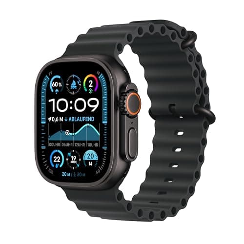 Image of Apple Watch Ultra 2 [GPS + Celular, 49mm] Titanium Case with Black Ocean Band, One Size (Renewed)