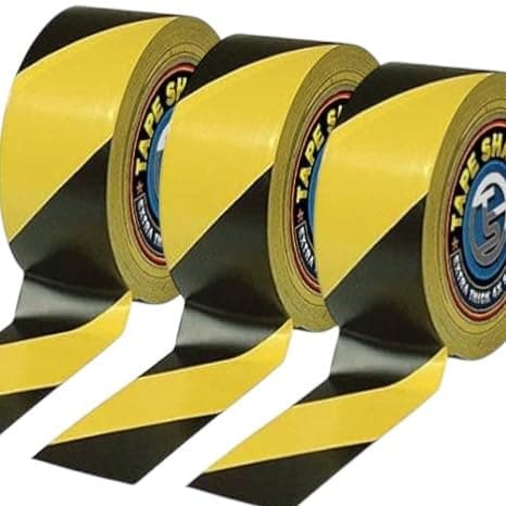 Image of Pro Home Hazard Tape Warning Barrier Tape black and yellow 50mmx33m Strong Adhesive Safety Floor Marking Caution Warning Social Distancing Tape Indoor/Outdoor All-Weather (3, 50mmx33m)
