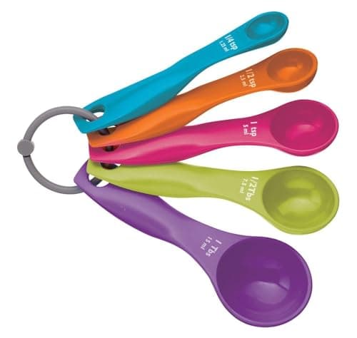Image of Measuring Spoon Set, 5 Spoons for Measuring Food, Durable, Stain Resistant and Dishwasher Safe Plastic, Kitchen Utensils Baking Set