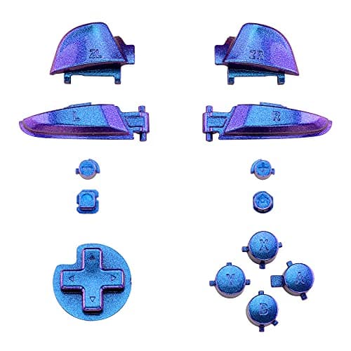 Image of eXtremeRate Purple Blue Chameleon Repair ABXY D-pad ZR ZL L R Keys for Nintendo Switch Pro Controller, DIY Replacement Full Set Buttons with Tools for Nintendo Switch Pro - Controller NOT Included