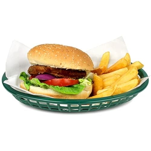 Image of Tablecraft Classic Oval Food Basket Forest Green 24x15x5cm | Plastic Basket, Fast Food Basket, Dinner Basket, Food Basket, Diner Basket, Presentation Basket