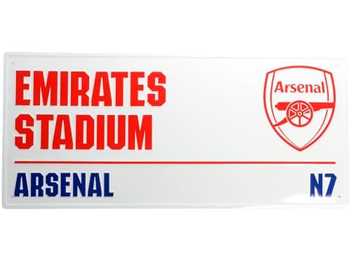 Image of FOCO Arsenal Emirates Stadium Metal Street Sign, N7, Official Football Club Merchandise