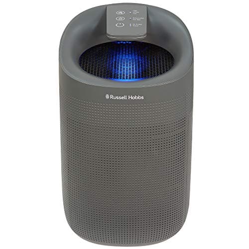 Image of Russell Hobbs RHDH1101G Ozone Free, 750ml/day 2 in 1 Grey Dehumidifier/Air Purifier, 20m2 Room Size, LED Lighting & Captures Bacteria, for Home, Kitchen, Basement, Garage, Caravan