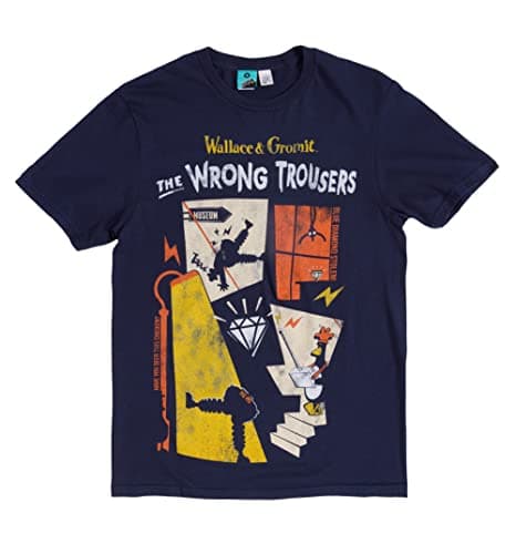 Image of TruffleShuffle Wallace and Gromit The Wrong Trousers Diamond Heist Navy T Shirt