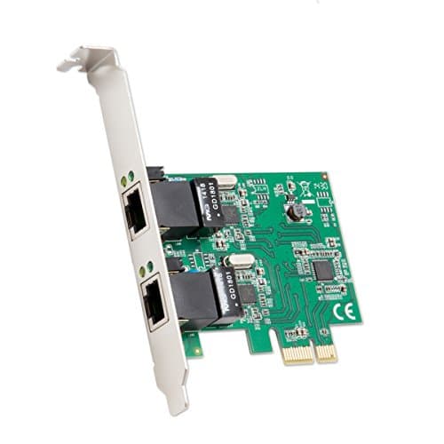 Image of Syba Dual Port Gigabit Ethernet PCI Express 2.1 PCI-E x1 Network Adapter Card (NIC) 10/100/1000 Mbps Card with Realtek RTL8111 Chipset