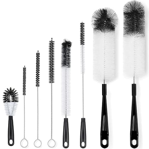 Image of 8 Pcs Cleaning Bottle Brush Set,Multi-functional Long Handle Bottle Brush for Cleaning Straw, Milk Bottle,Narrow Neck Beer Wine Decanter,Straw Brush,Sports Bottle,Sinks and Spout of Teapot
