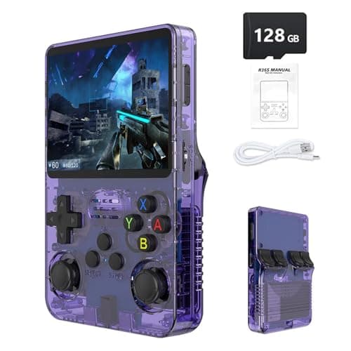 Image of R36S Retro Handheld Game Console with 3.5" IPS Display, 64/128GB and 21,000+ Classic Games, Open Source Linux System, Screen Portable Pocket Video Player (Purple-128G)